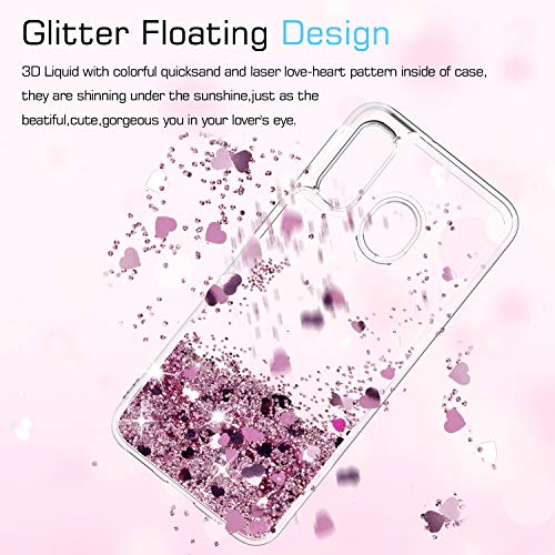 LeYi Compatible with Funda Samsung Galaxy A40 Silicona Purpurina Carcasa con HD Protectores de Pantalla Transparente Cristal Bumper Telefono Gel TPU Case Cover para Movil Galaxy A40 ZX Oro Rosa