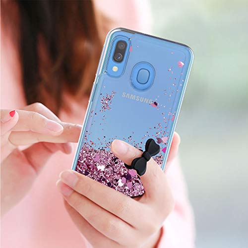 LeYi Compatible with Funda Samsung Galaxy A40 Silicona Purpurina Carcasa con HD Protectores de Pantalla Transparente Cristal Bumper Telefono Gel TPU Case Cover para Movil Galaxy A40 ZX Oro Rosa