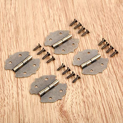 LI-TAO TOOLS, Bisagras Butt 4pcs 29x32mm flor pequeña puerta del gabinete bisagra de la puerta for DIY Caja de 4 agujeros tono de bronce bolsa de accesorios con tornillos ( Color : Antique bronze )