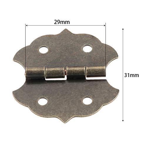 LI-TAO TOOLS, Bisagras Butt 4pcs 29x32mm flor pequeña puerta del gabinete bisagra de la puerta for DIY Caja de 4 agujeros tono de bronce bolsa de accesorios con tornillos ( Color : Antique bronze )