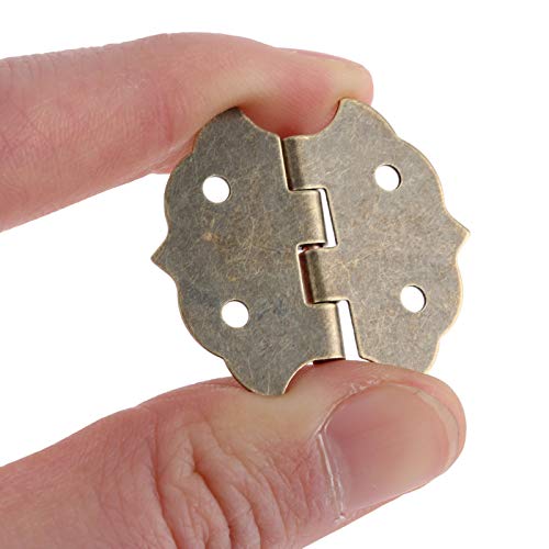 LI-TAO TOOLS, Bisagras Butt 4pcs 29x32mm flor pequeña puerta del gabinete bisagra de la puerta for DIY Caja de 4 agujeros tono de bronce bolsa de accesorios con tornillos ( Color : Antique bronze )