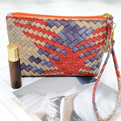LIAOER Bolsa Almacenamiento Viaje, Bolsa Cosméticos Tejida Portátil, Aceite Esencial Portátil para Damas, Bolsa Almacenamiento Cosméticos, Herramienta Almacenamiento Cosméticos-Naranja