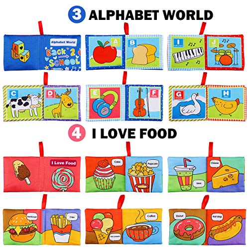 Libro Blando de Bebé, Libro Activity Tejido Blando Papel del Bebé Juguete para Bebé Recién Nacido Entretenimiento Aprendizaje Educativo - 6 Piezas