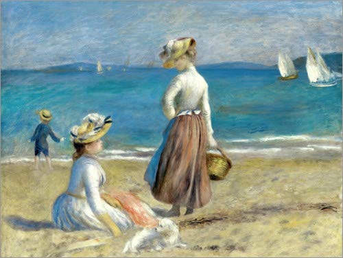 Lienzo 70 x 50 cm: Figures on The Beach de Pierre-Auguste Renoir - Cuadro Terminado, Cuadro sobre Bastidor, lámina terminada sobre Lienzo auténtico, impresión en Lienzo