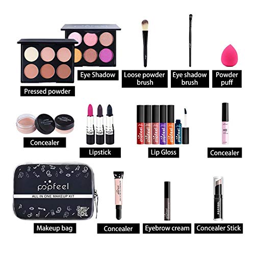 Lifesongs Set de Maquillaje con Kit de cosméticos Corrector de lápiz Labial de Sombra de Ojos para Mujeres niñas 20 Piezas