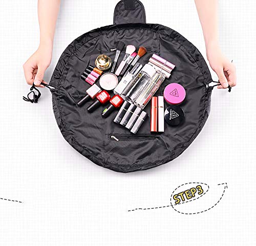 LILVLI-HAN Lazy Makeup Bag Drawstring Lazy Cosmetic Bag Alta Capacidad Korea Portable Travel Wash Bag Cuidado de la Piel Cosméticos Bolsa de Almacenamiento Quick Drawstring,Negro