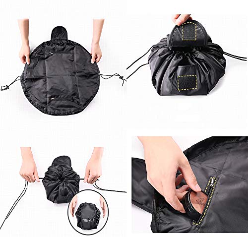 LILVLI-HAN Lazy Makeup Bag Drawstring Lazy Cosmetic Bag Alta Capacidad Korea Portable Travel Wash Bag Cuidado de la Piel Cosméticos Bolsa de Almacenamiento Quick Drawstring,Negro
