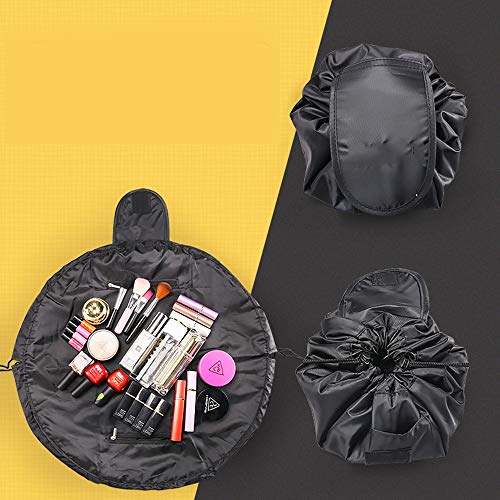 LILVLI-HAN Lazy Makeup Bag Drawstring Lazy Cosmetic Bag Alta Capacidad Korea Portable Travel Wash Bag Cuidado de la Piel Cosméticos Bolsa de Almacenamiento Quick Drawstring,Negro