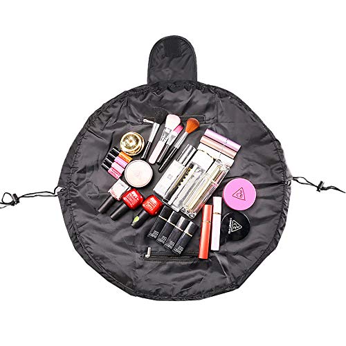 LILVLI-HAN Lazy Makeup Bag Drawstring Lazy Cosmetic Bag Alta Capacidad Korea Portable Travel Wash Bag Cuidado de la Piel Cosméticos Bolsa de Almacenamiento Quick Drawstring,Negro