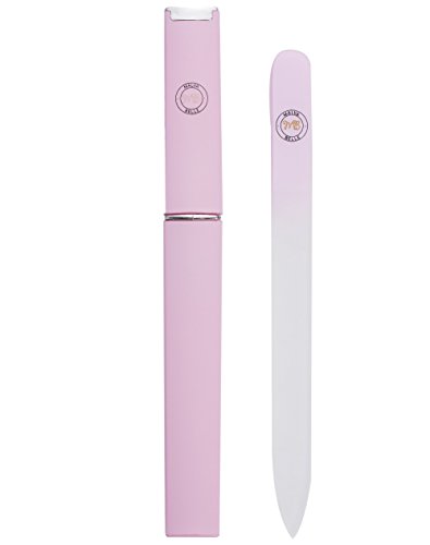 Lima de cristal prémium con estuche protector, para uñas naturales y acrílicas, manicura y pedicura, gran regalo para mujeres y niñas, de color rosa