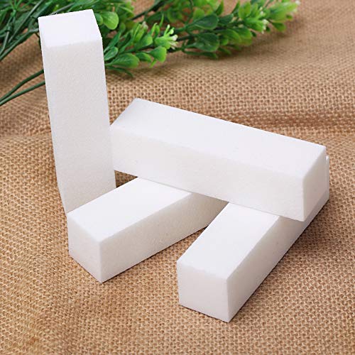 Lima de uñas cuadrada con esponja para pulir bloque de lijado para manicura, 10 unidades, color blanco