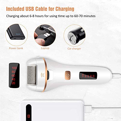 Lima Electrica Pies, Newlemo Pedicura Eléctrico dura Recargable con 4 Cabezales y 2 Velocidades, Afeitadora Electrica Mujer Resistente al Agua, Eliminar las Durezas y as Callosidades Cuidado Pies