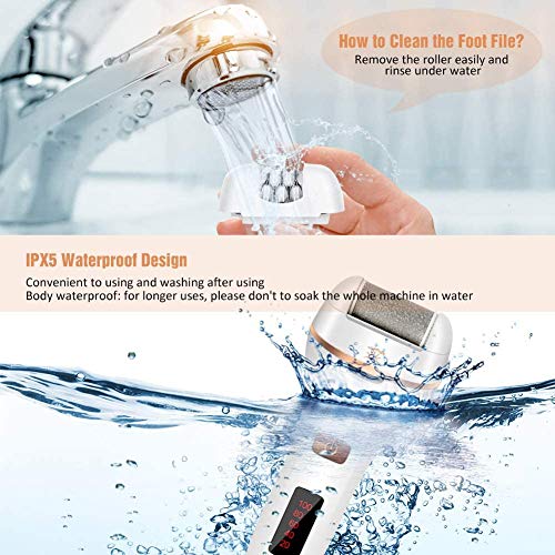 Lima Electrica Pies, Newlemo Pedicura Eléctrico dura Recargable con 4 Cabezales y 2 Velocidades, Afeitadora Electrica Mujer Resistente al Agua, Eliminar las Durezas y as Callosidades Cuidado Pies