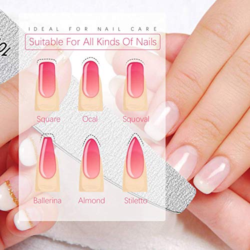 Limas de uñas 16 piezas, Lima profesional de uñas 100/180 en doble cara para estilizar uñas para uñas acrílicas naturales
