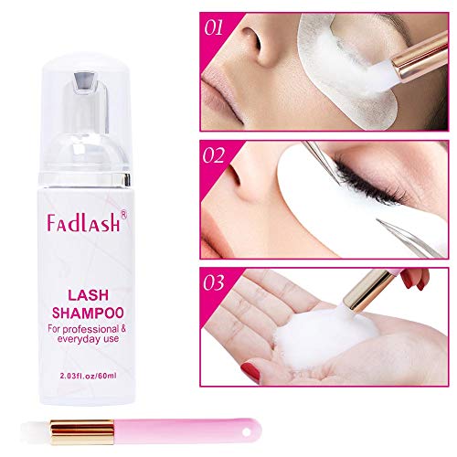 Limpiador de Extensión de Pestañas 60ml Espuma de Limpieza de Pestañas Champú de Pestañas Dar un Cepillo Suave Eyelash Shampoo