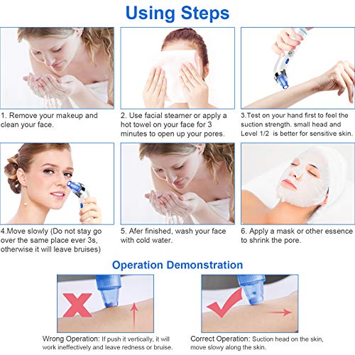 Limpiador de Poros, Ocean Heart Extractor Puntos Negros Eléctrico Limpiador Facial, Aspirador de Puntos Negros Exfolia la piel muerta Facial de Belleza con Pantalla LED Para Tratamiento Facial