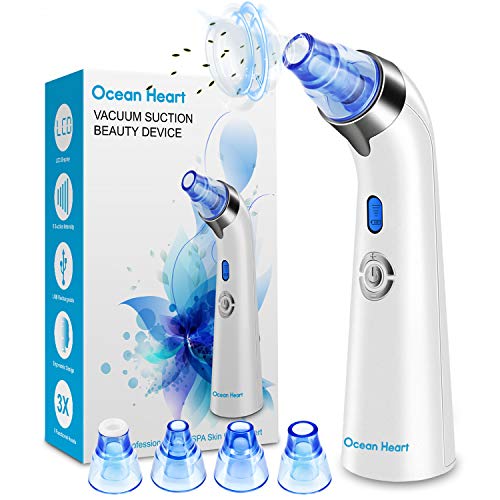 Limpiador de Poros, Ocean Heart Extractor Puntos Negros Eléctrico Limpiador Facial, Aspirador de Puntos Negros Exfolia la piel muerta Facial de Belleza con Pantalla LED Para Tratamiento Facial