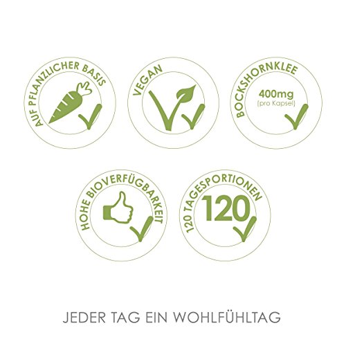 LINEAVI Alholva, 400 mg de semillas puras de alholva (fenogreco), contribuye a la formación de leche durante el período de lactancia, fabricado en Alemania, 120 cápsulas veganas (para 4 meses)