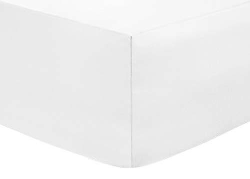 Linen Zone Flat Bed Sheet Non Iron Percale Quality Easy Care 180 Thread Count (Super King, White)