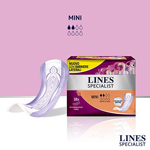 Lines Specialist productos Compresas para incontinencia – 8 Paquetes de 18 unidades)