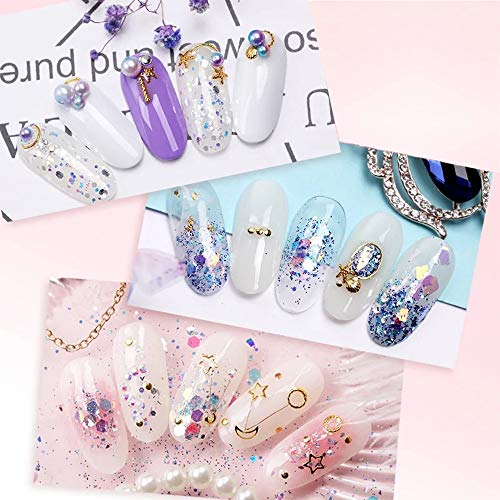 LINVINC Uñas Decorativa Art Pegatinas Kit - Paillette Brillante Decoración para Cara Maquillaje Pelo Arte Corporal Uñas y Mejilla Purpurinas Polvo 6/8 Colores Chunky Glitter