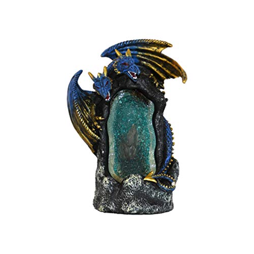 LIOBO - Incensario de monje con reflujo de cascada para incienso en torre de montaña, soporte para incienso para casa, oficina, yoga, doble cabeza de dragón