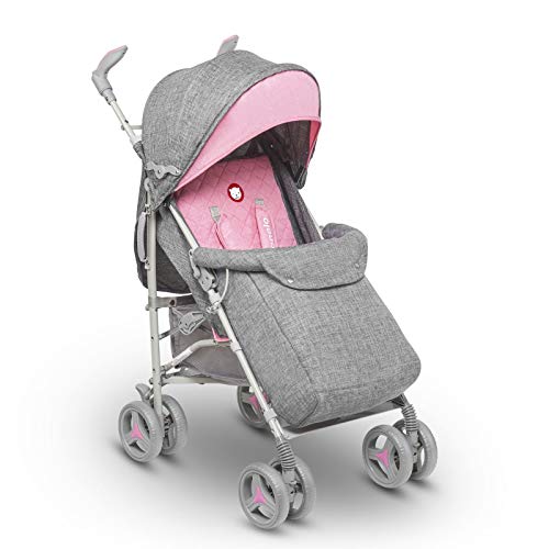 Lionelo - Carrito de viaje plegable y reclinable (tamaño pequeño, 7 kg), color rosa, LO-IRMA PINK, Irma Buggy