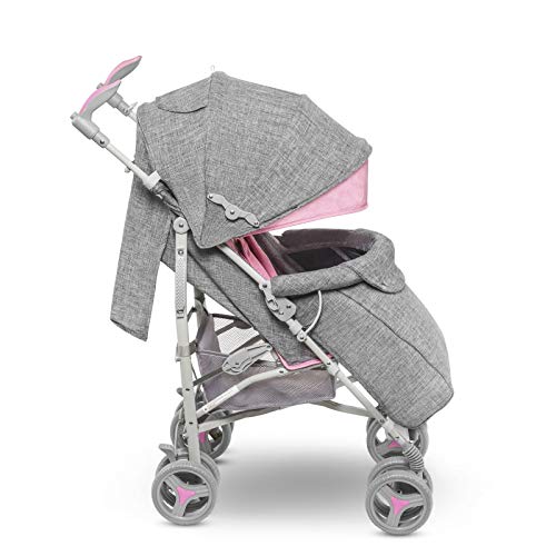 Lionelo - Carrito de viaje plegable y reclinable (tamaño pequeño, 7 kg), color rosa, LO-IRMA PINK, Irma Buggy