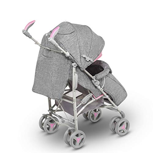 Lionelo - Carrito de viaje plegable y reclinable (tamaño pequeño, 7 kg), color rosa, LO-IRMA PINK, Irma Buggy