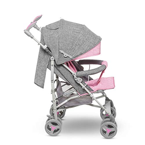 Lionelo - Carrito de viaje plegable y reclinable (tamaño pequeño, 7 kg), color rosa, LO-IRMA PINK, Irma Buggy
