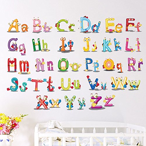 LIOOBO Alfabeto Pegatinas de Pared Pegatinas de Pared extraíbles para los niños Dormitorio Sala de Estar