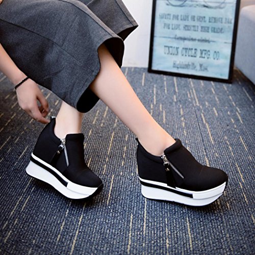 Liquidación! Cubre Covermason Botas Zapatos de plataforma Slip On Botines Zapatos casuales de moda(37 EU, Negro)
