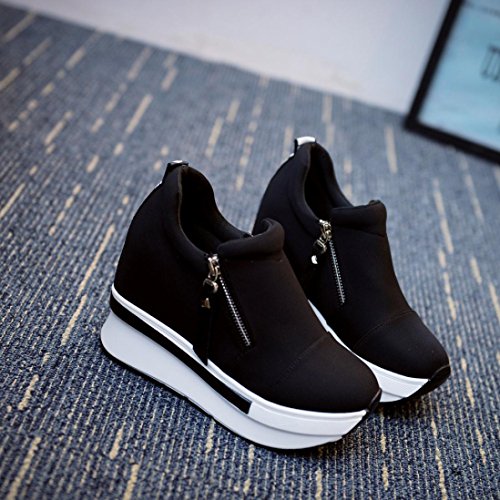 Liquidación! Cubre Covermason Botas Zapatos de plataforma Slip On Botines Zapatos casuales de moda(37 EU, Negro)