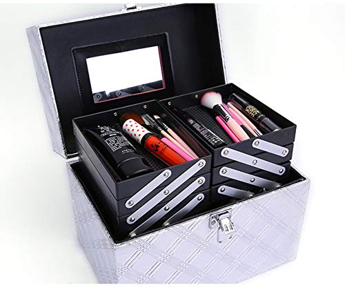 LITAO Professional Makeup Toolbox_Korea Premium Six Open Estuche cosmético portátil Professional Makeup Toolbox Portable Travel, Red