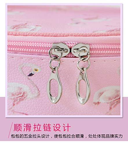 LITAO Versión Coreana de la Bolsa de cosméticos Bolsa de cosméticos con Forma de corazón de Flamenco Rosado Bolsa de Almacenamiento portátil de Flamingo Rosado, Bolsa Suave de Color Rosa