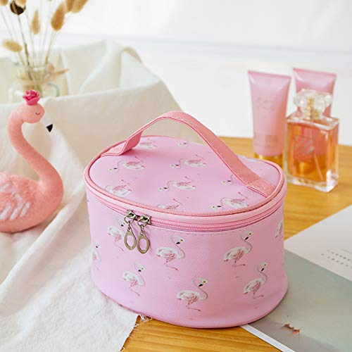 LITAO Versión Coreana de la Bolsa de cosméticos Bolsa de cosméticos con Forma de corazón de Flamenco Rosado Bolsa de Almacenamiento portátil de Flamingo Rosado, Bolsa Suave de Color Rosa
