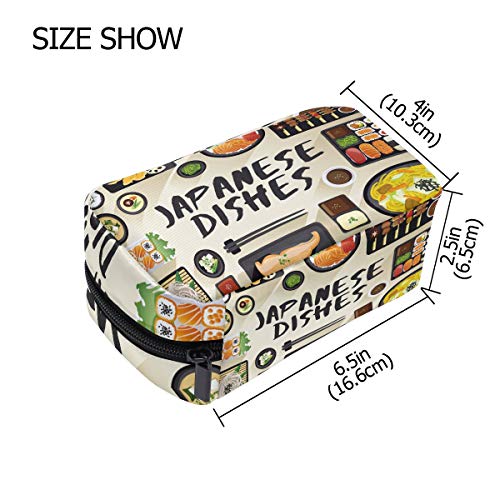 LIUBT - Neceser de viaje para platos de comida japonesa deliciosa bolsa de cosméticos, neceser y maquillaje, organizador multifunción para mujeres