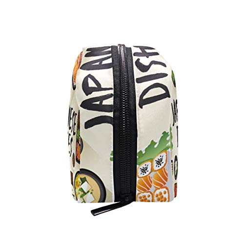 LIUBT - Neceser de viaje para platos de comida japonesa deliciosa bolsa de cosméticos, neceser y maquillaje, organizador multifunción para mujeres