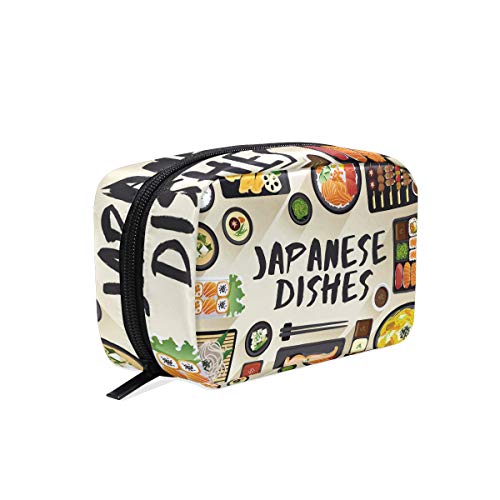 LIUBT - Neceser de viaje para platos de comida japonesa deliciosa bolsa de cosméticos, neceser y maquillaje, organizador multifunción para mujeres
