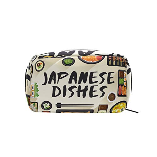 LIUBT - Neceser de viaje para platos de comida japonesa deliciosa bolsa de cosméticos, neceser y maquillaje, organizador multifunción para mujeres