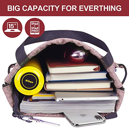 LIVACASA Mochilas de Cuerdas Mujer Hombre Bolsa de Cuerdas Bolsillos Mallas Exteriores A Prueba de Agua Toma USB para Auriculares Bolsa de Mano para Trabajo (Rosa, 43 * 33cm)