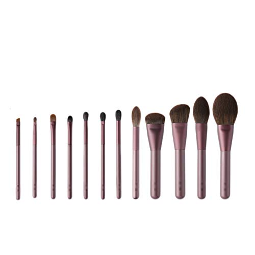 LiYL 12 Piezas de Maquillaje Set de Pinceles en Polvo Juegos de brochas de reparación Kit de cosméticos Fundación Pinceles de Maquillaje Cepillo Nasal para Cejas (Color : Purple)