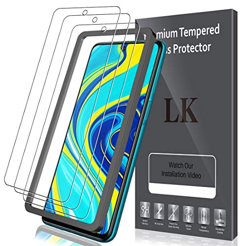 LK Protector de Pantalla para Xiaomi Redmi Note 9S / Note 9 Pro/Note 9 Pro MAX Cristal Templado, [3 Pack] [9H Dureza] [Equipado con Marco de posicionamiento] Vidrio Templado Screen Protector, LK-X-31