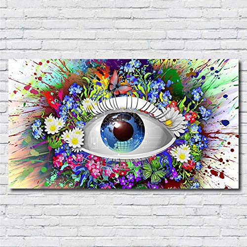LKJHGU Sin Marco Girl Eye pestañas Pintura de la Lona nórdico Decorativo Cuadro de la Pared del hogar para la Sala de Estar Cartel de Arte Pintura Abstracta de la Lona 60 * 110cm D