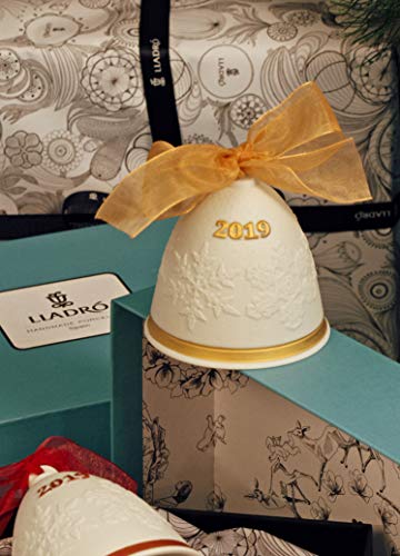 LLADRÓ Campana Navidad 2019. Lustre Oro. Campana De Navidad de Porcelana.