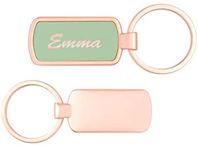 Llavero PERSONALIZDO Vintage Metal Rose Gold (Color del Fondo Verde) • Llaveros Personalizados con Nombre o Texto que desees • Llaveros Originales Ideales para cualquier Regalo Sencillo y Moderno
