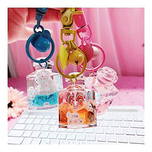 Llaveros Quicksand animal linda muñeca Océano Pez payaso tortuga pingüino llaveros creativo Mundial del Agua Clave botella de perfume llavero cadena bolsa Decoraciones ( Color : Blue Penguin )