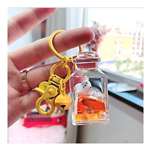 Llaveros Quicksand animal linda muñeca Océano Pez payaso tortuga pingüino llaveros creativo Mundial del Agua Clave botella de perfume llavero cadena bolsa Decoraciones ( Color : Blue Penguin )