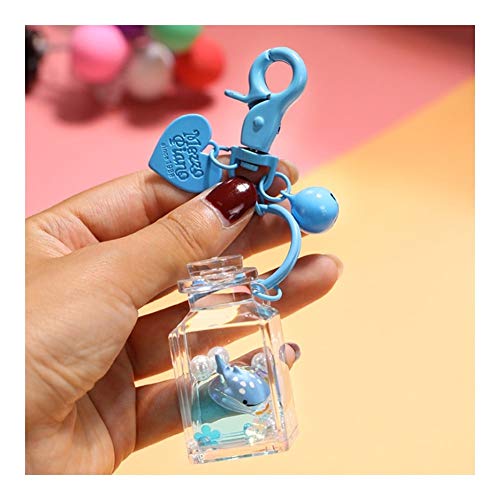 Llaveros Quicksand animal linda muñeca Océano Pez payaso tortuga pingüino llaveros creativo Mundial del Agua Clave botella de perfume llavero cadena bolsa Decoraciones ( Color : Blue Penguin )