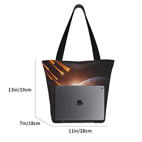 Lluvia de meteoritos en un planeta Bolsas de asas reutilizables para compras de comestibles, Bolso de mano Bandolera de hombro